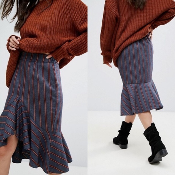 Anthro Moon River Asymmetric Midi Skirt ASOS - Picture 3 of 5